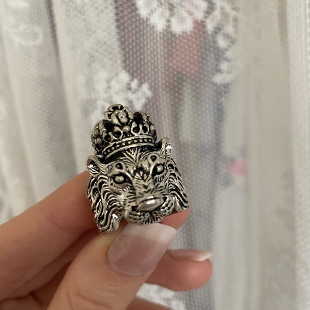 LION HEAD STAINLESS STEEL CROWN RING